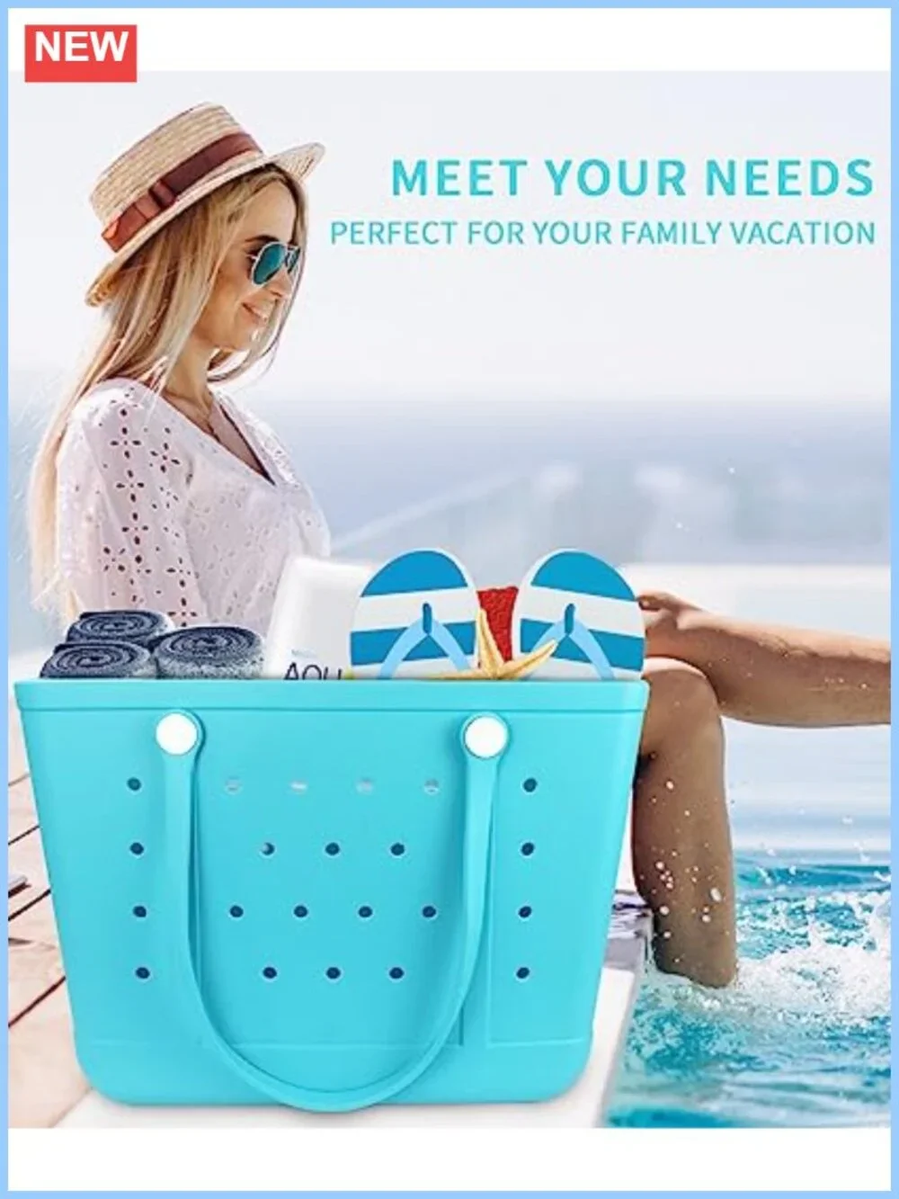 Large Rubber Beach Bag Waterproof Mini Tote for Gym Sports Pool